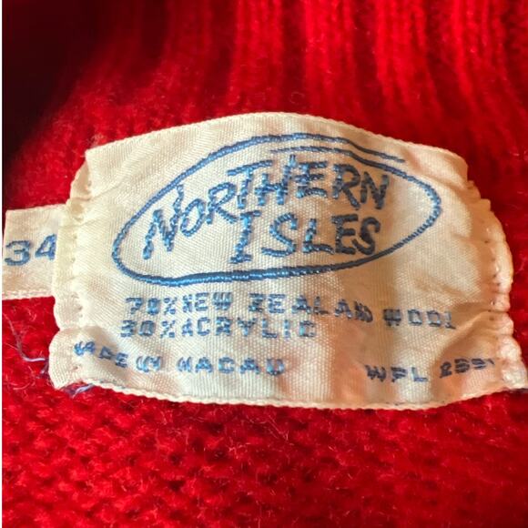 Vintage Northern Isles Red Women Size 34 S Wool Blend Turtleneck Pullover WPL - Picture 6 of 9